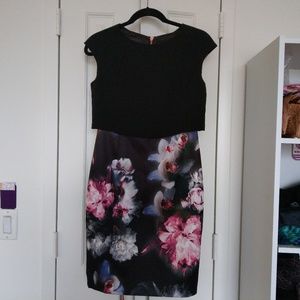 Ted baker black floral dress
